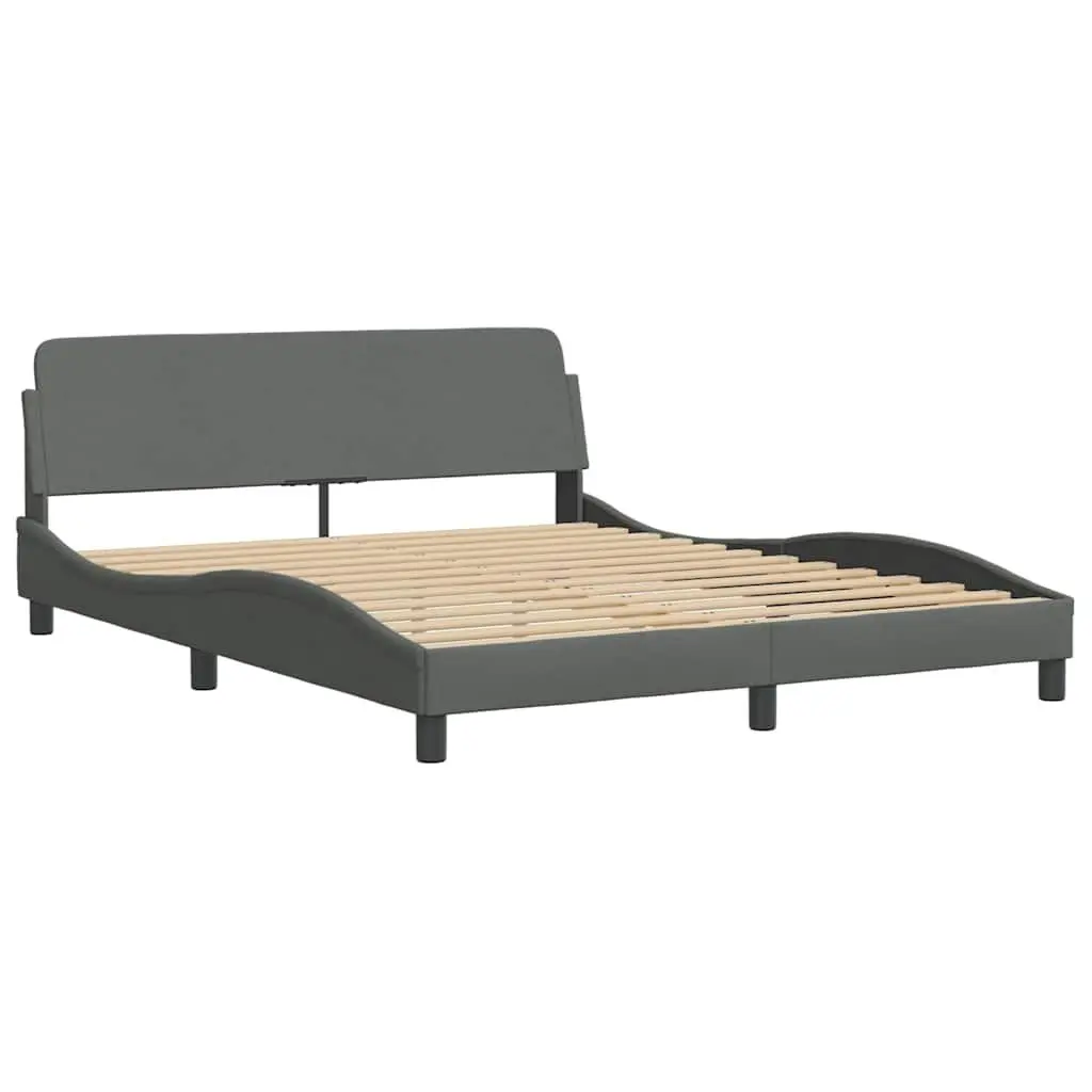 Queen Bed Frame Upholstered Headboard 152x203cm Grey Fabric