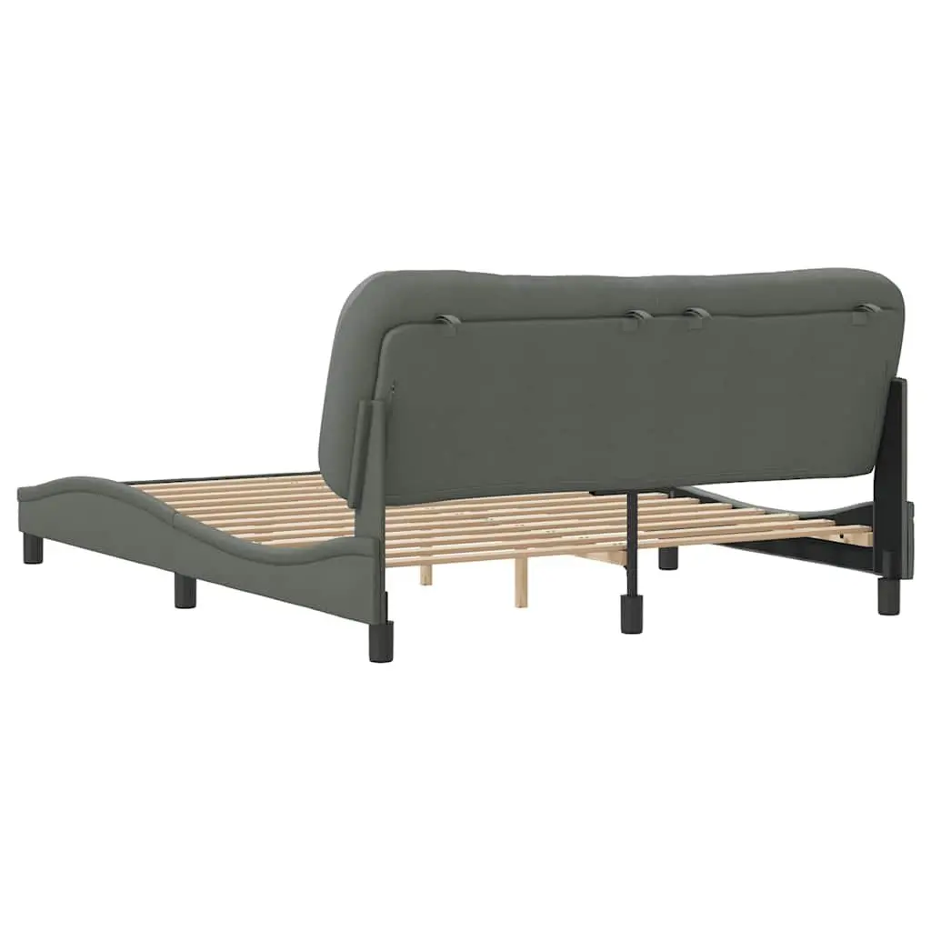 Queen Bed Frame Upholstered Headboard 152x203cm Grey Fabric