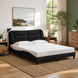 Quality Queen Bed Frame with Fabric Headboard