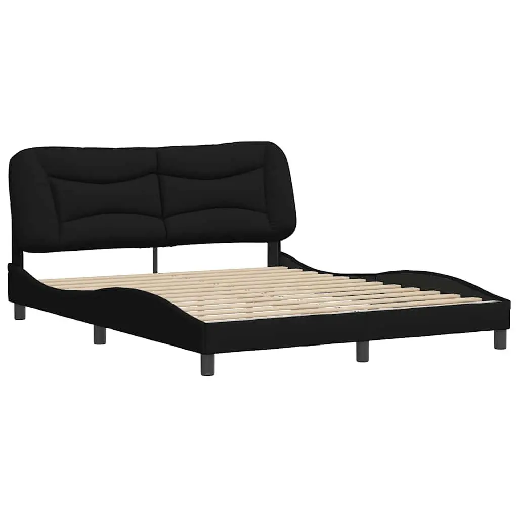 Queen Bed Frame Black Fabric Headboard 152x203cm