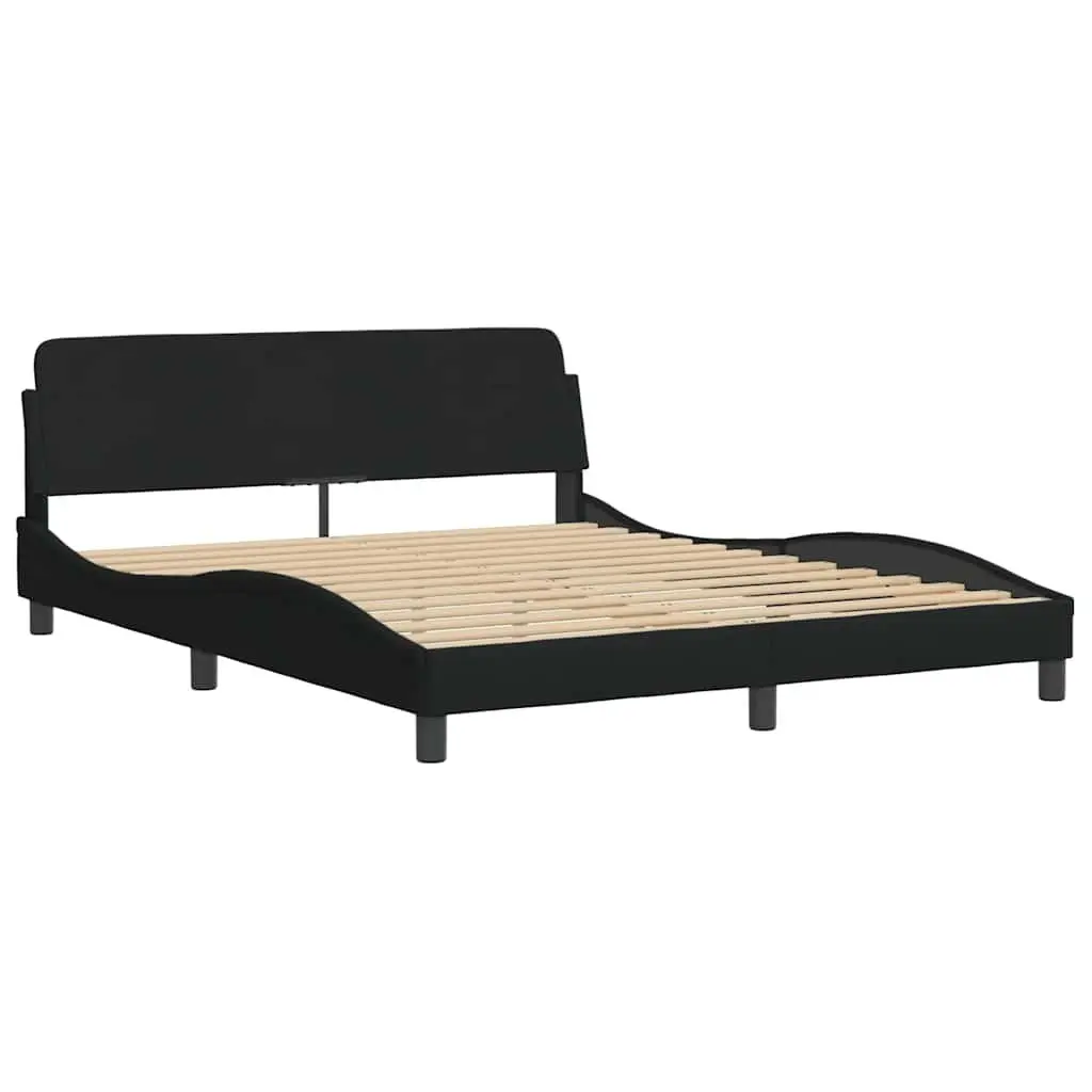 Queen Bed Frame Black Fabric Headboard 152x203cm
