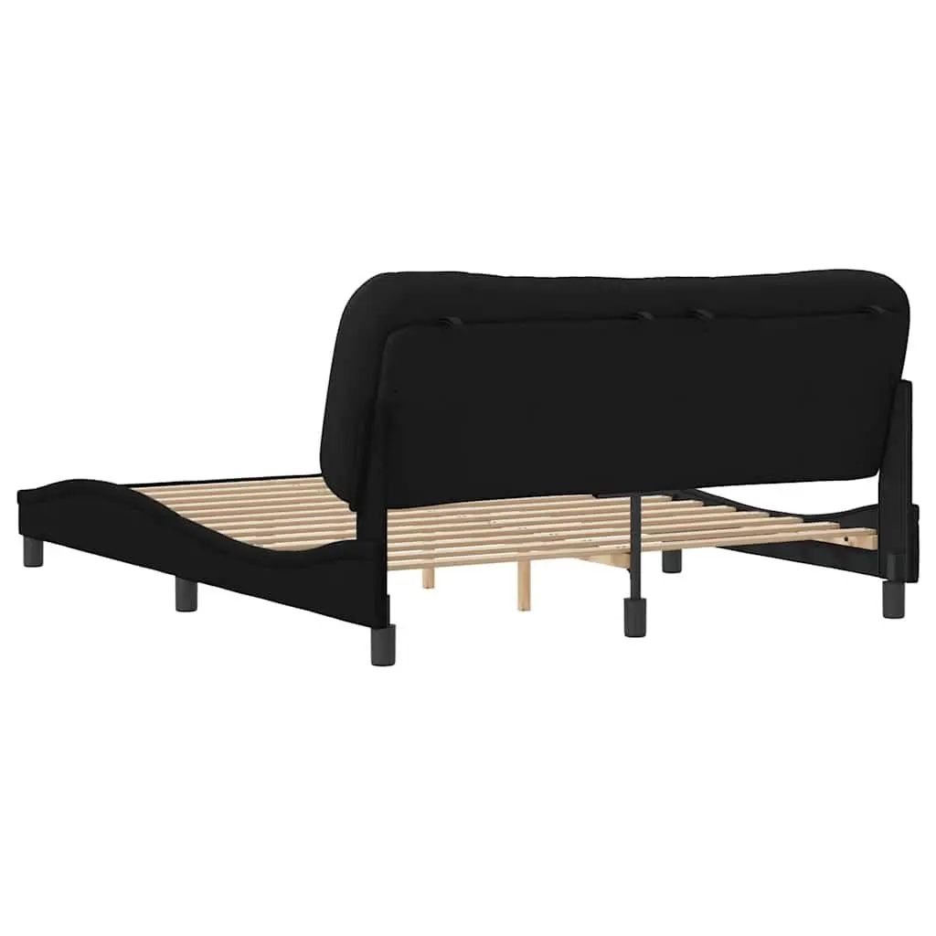 Queen Bed Frame Black Fabric Headboard 152x203cm