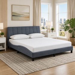 Affordable Queen Bed Frame with Stylish Velvet Headboard 152x203cm