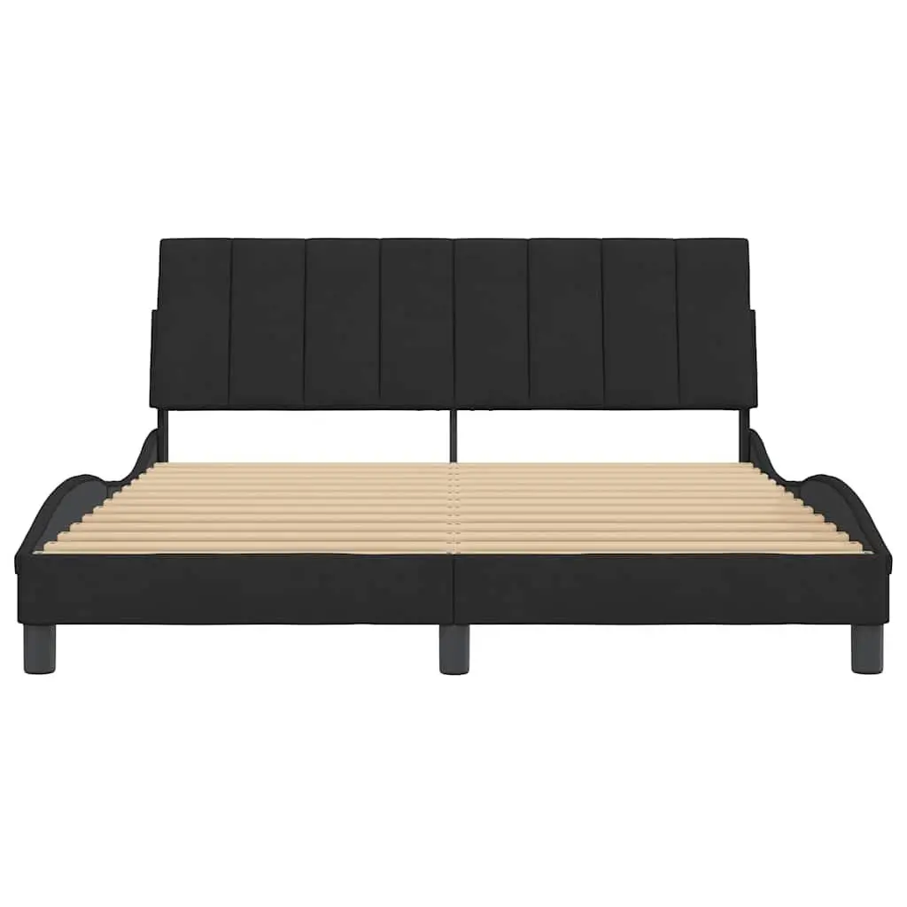 Queen Bed Frame Black Velvet Upholstered 152x203cm