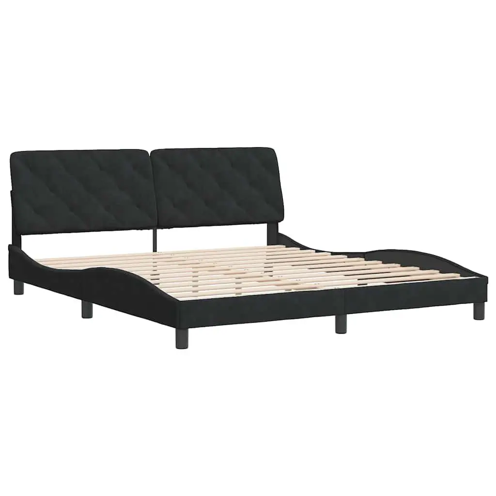 Bed Frame Black Velvet Upholstery 180x200 cm with Headboard Plywood Slats