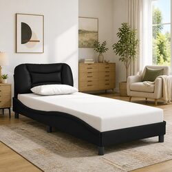 Comfortable and Durable Black Faux Leather Bed Frame