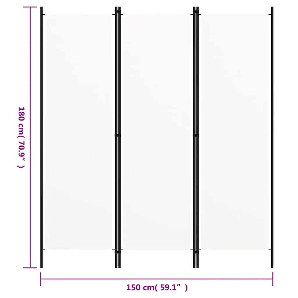 3-Panel Room Divider Folding Privacy Screen 150x180cm White