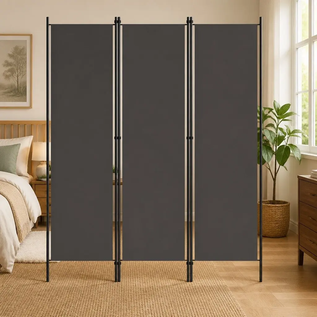 3-Panel Room Divider Privacy Screen Folding Anthracite Freestanding Partition 150 x 180 cm