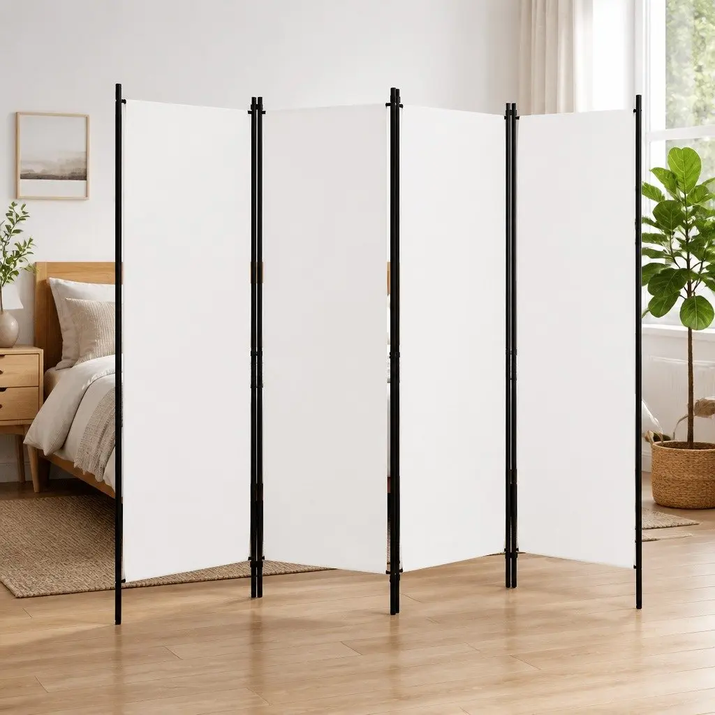 4-Panel Room Divider Privacy Screen Freestanding Folding Partition 200cm x 180cm White