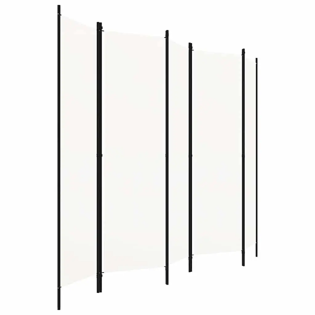 5-Panel Room Divider Privacy Screen 250 x 180 cm White Freestanding Folding Partition