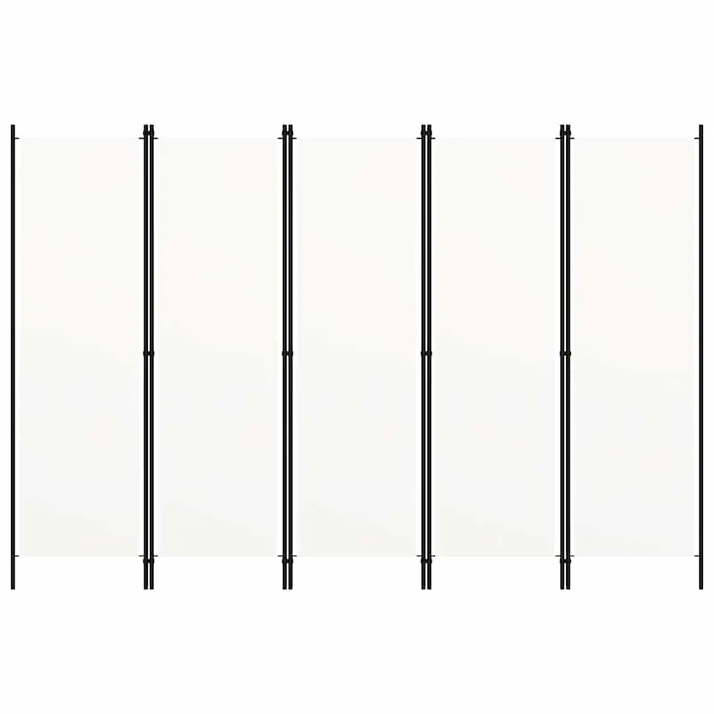 5-Panel Room Divider Privacy Screen 250 x 180 cm White Freestanding Folding Partition