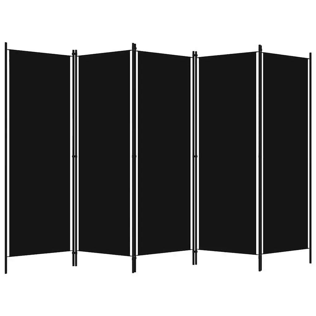 5-Panel Room Divider Folding Privacy Screen Partition 250x180 cm Black