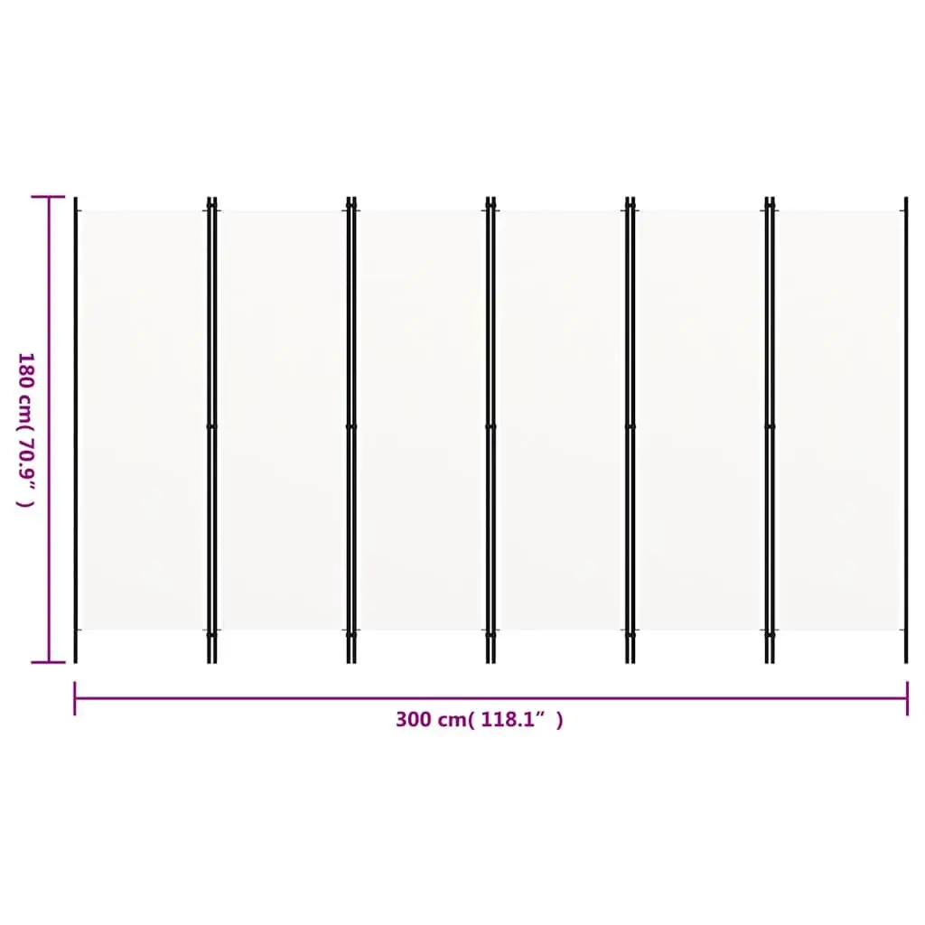 6-Panel Room Divider Privacy Screen Folding 300 x 180 cm White