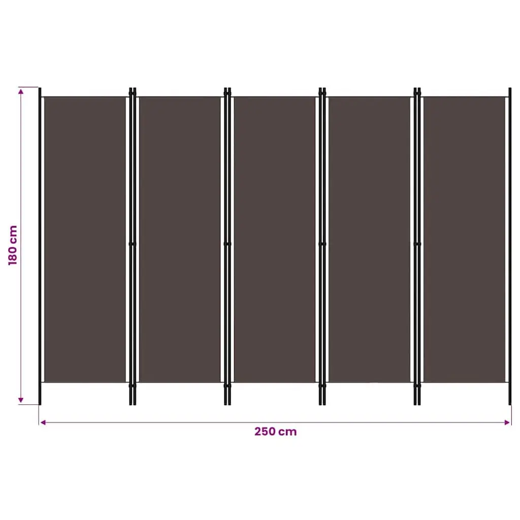 6-Panel Room Divider Privacy Screen 300 x 180 cm Brown