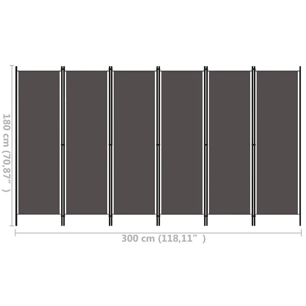 6-Panel Room Divider Privacy Screen Folding Anthracite 300 x 180 cm