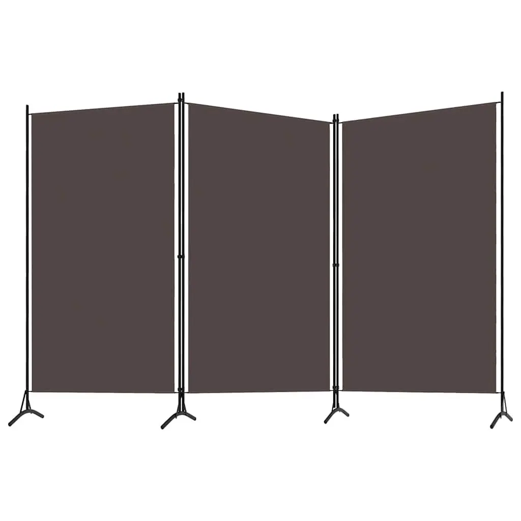 3-Panel Room Divider Folding Screen Partition Brown 260x180 cm