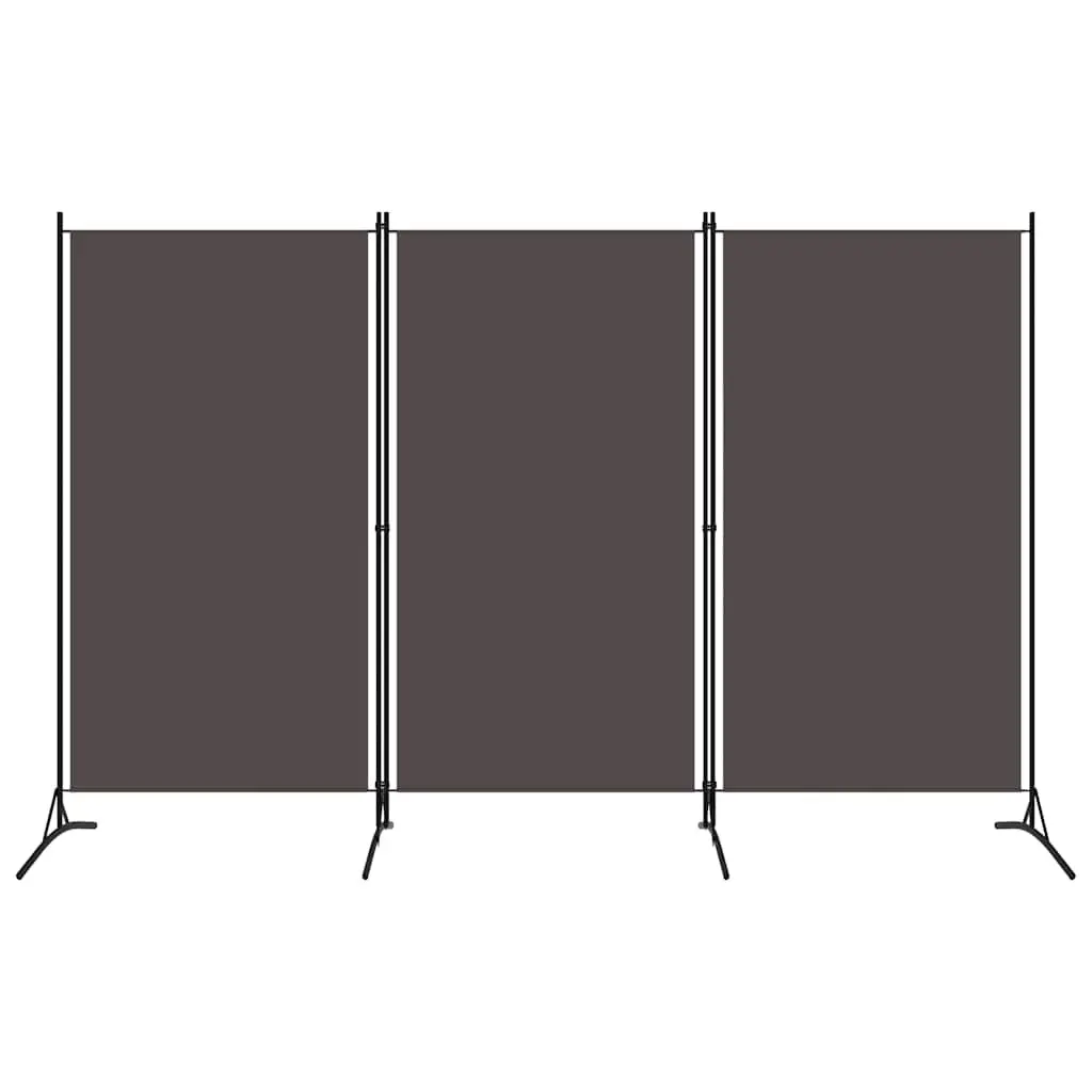 3-Panel Room Divider Grey Folding Privacy Screen Partition 260 x 180 cm