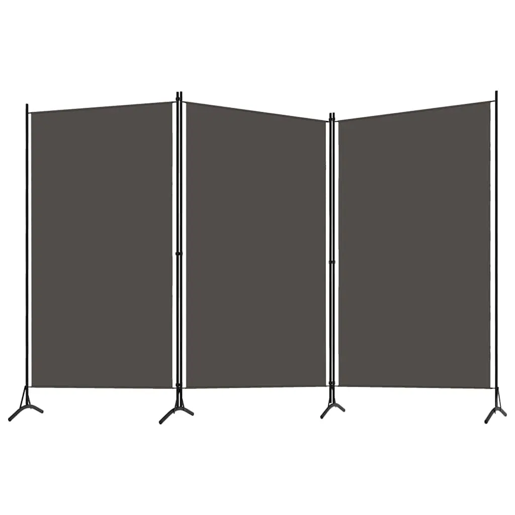3-Panel Room Divider Grey Folding Privacy Screen Partition 260 x 180 cm