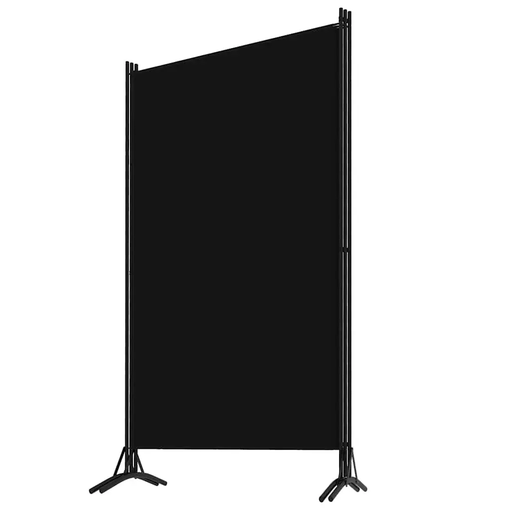 3-Panel Room Divider Folding Screen Fabric Partition Black 260 x 180 cm