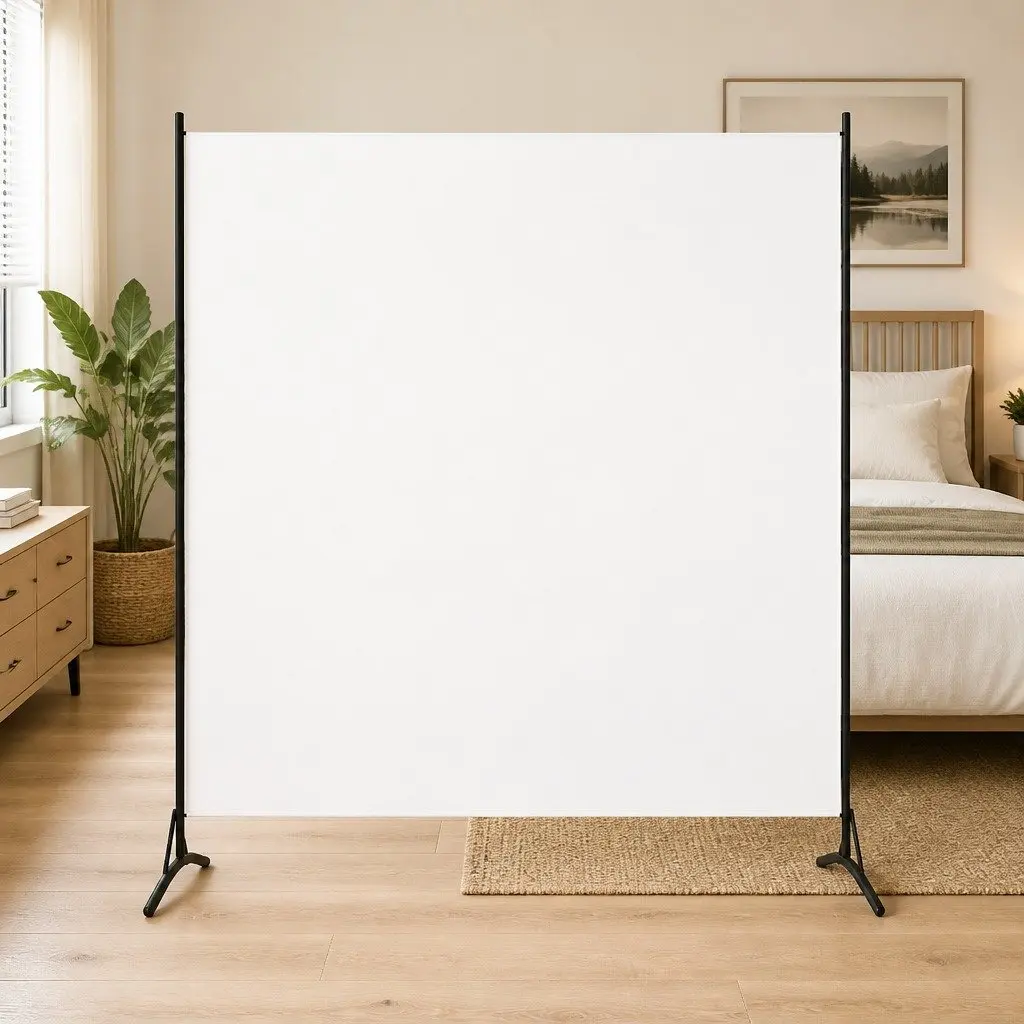 Room Divider Screen Privacy Partition 175x180 cm White Fabric