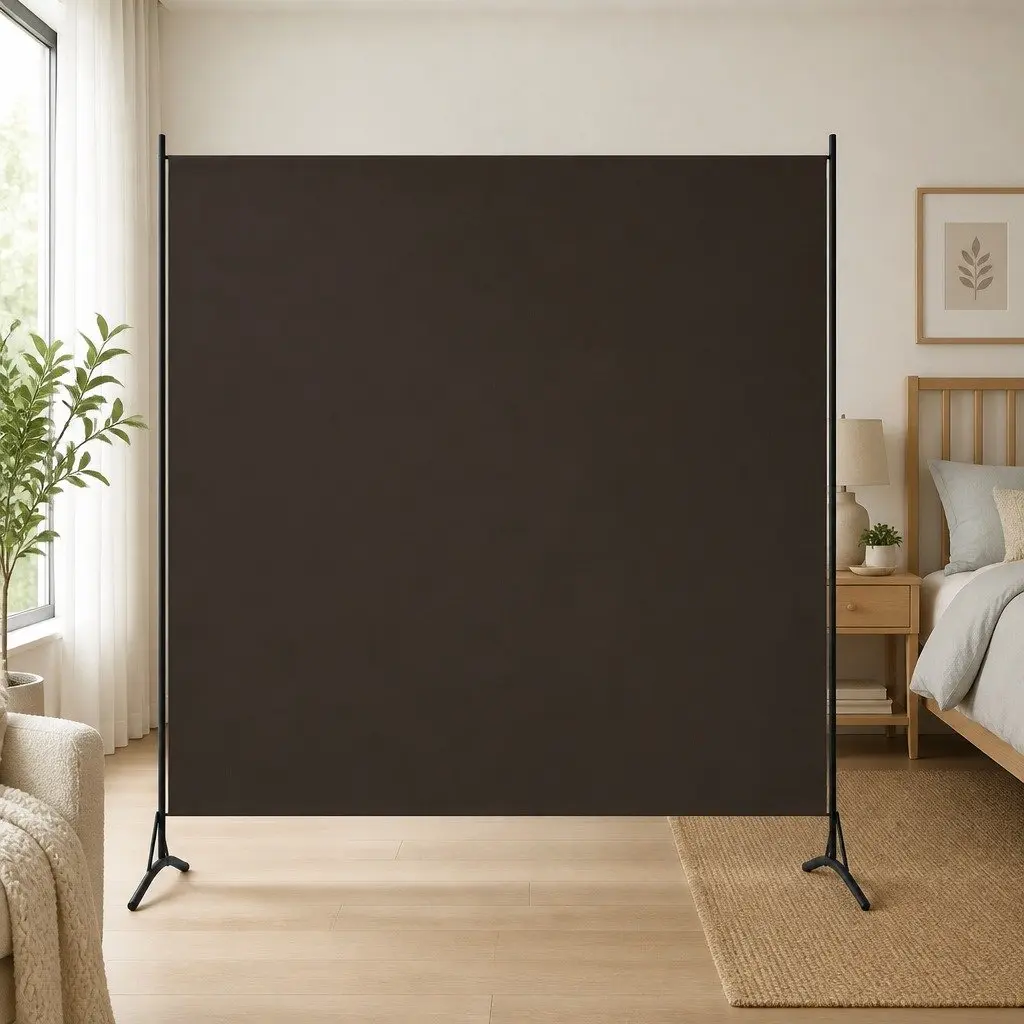 Room Divider Screen Privacy Folding Freestanding Panel 175 x 180 cm Brown