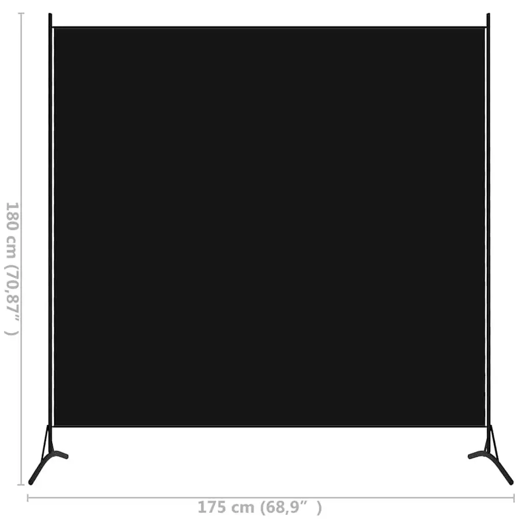 Room Divider Fabric Portable Partition Folding Screen 175x180 cm Black