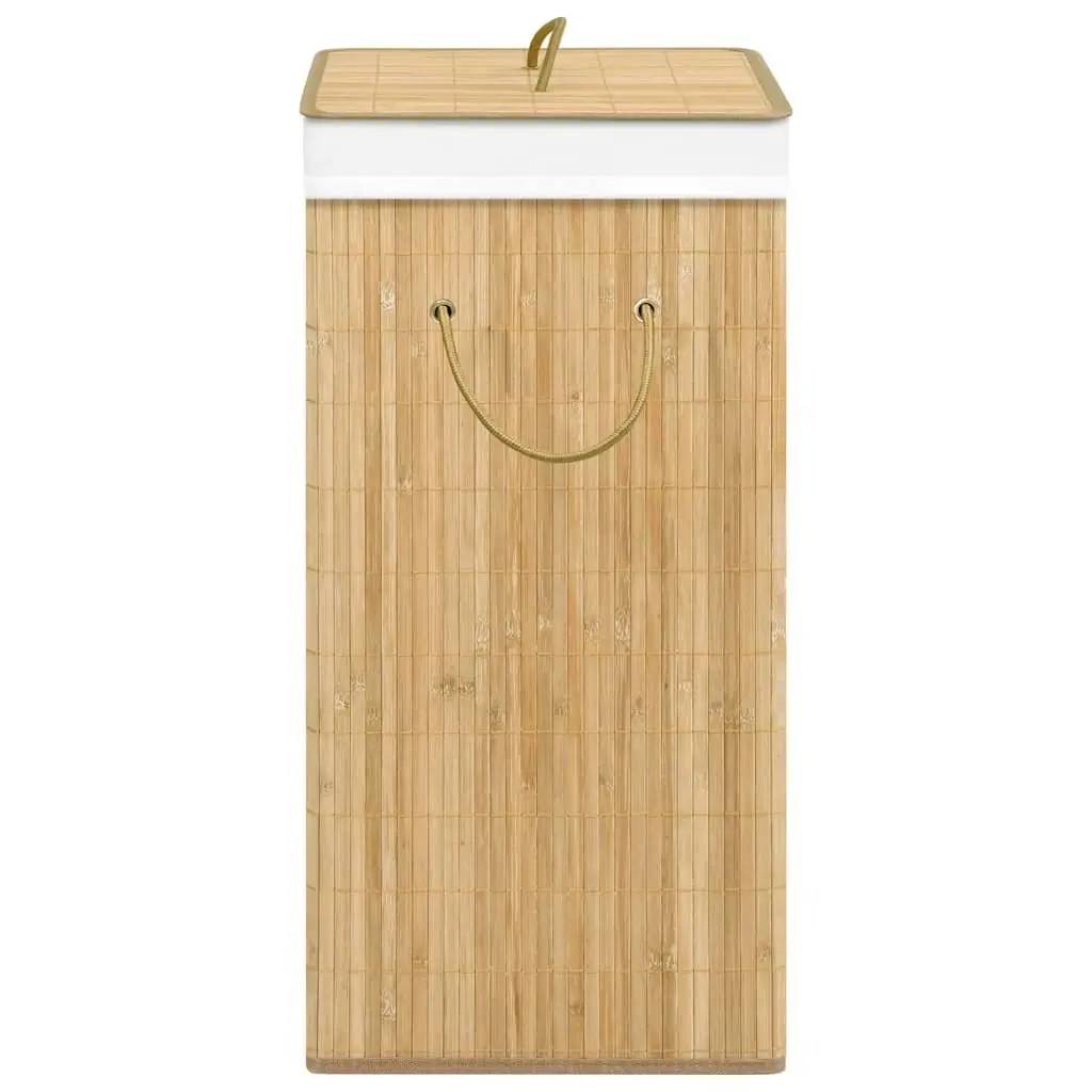 Bamboo Laundry Basket 72L 2 Sections Foldable Hamper Storage Bin Brown
