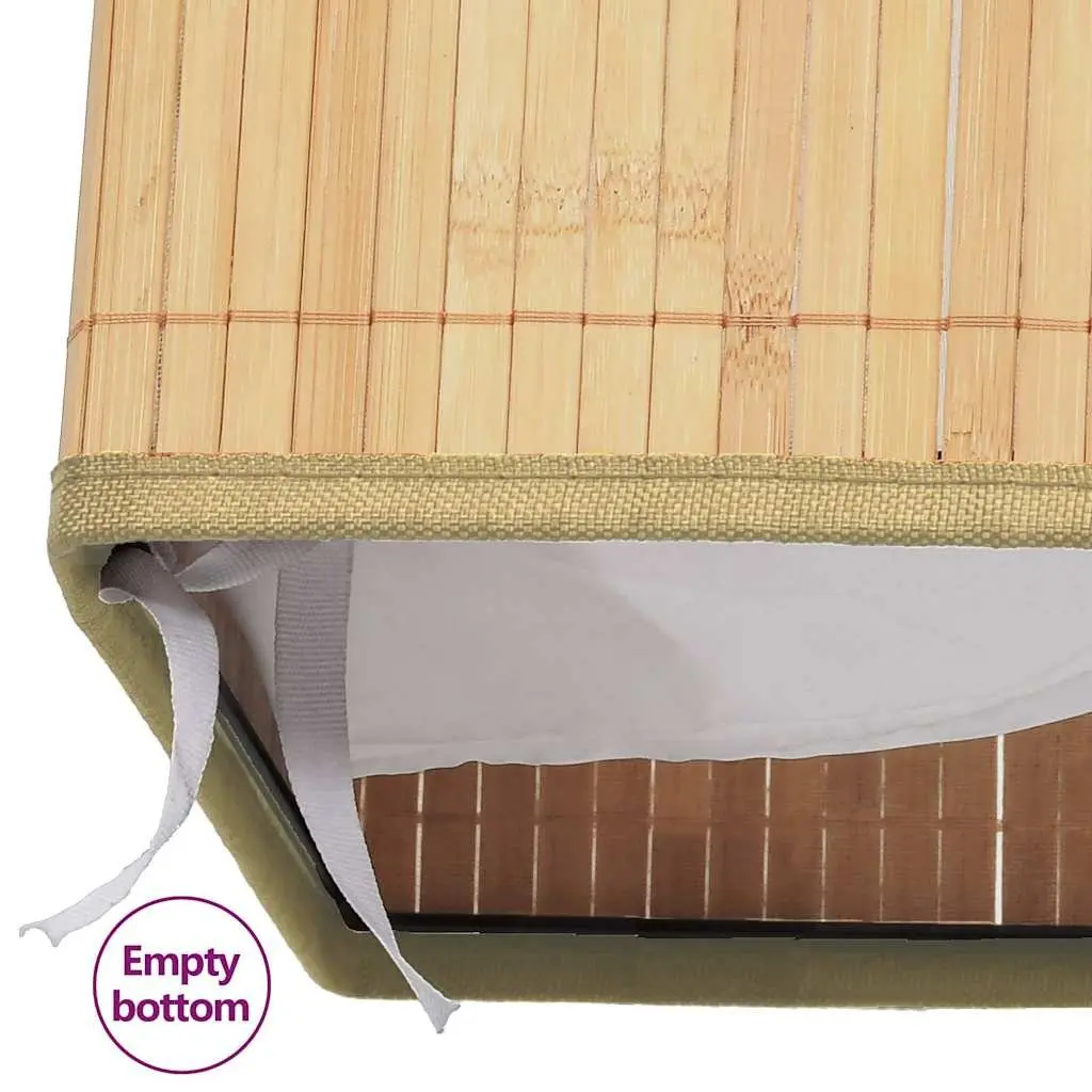 Bamboo Laundry Basket 72L 2 Sections Foldable Hamper Storage Bin Brown
