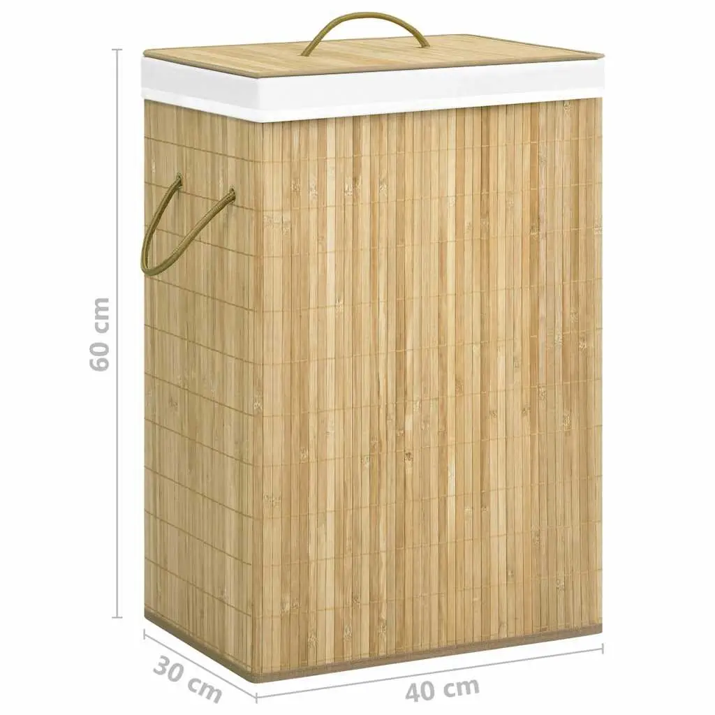 Bamboo Laundry Basket 72L 2 Sections Foldable Hamper Storage Bin Brown