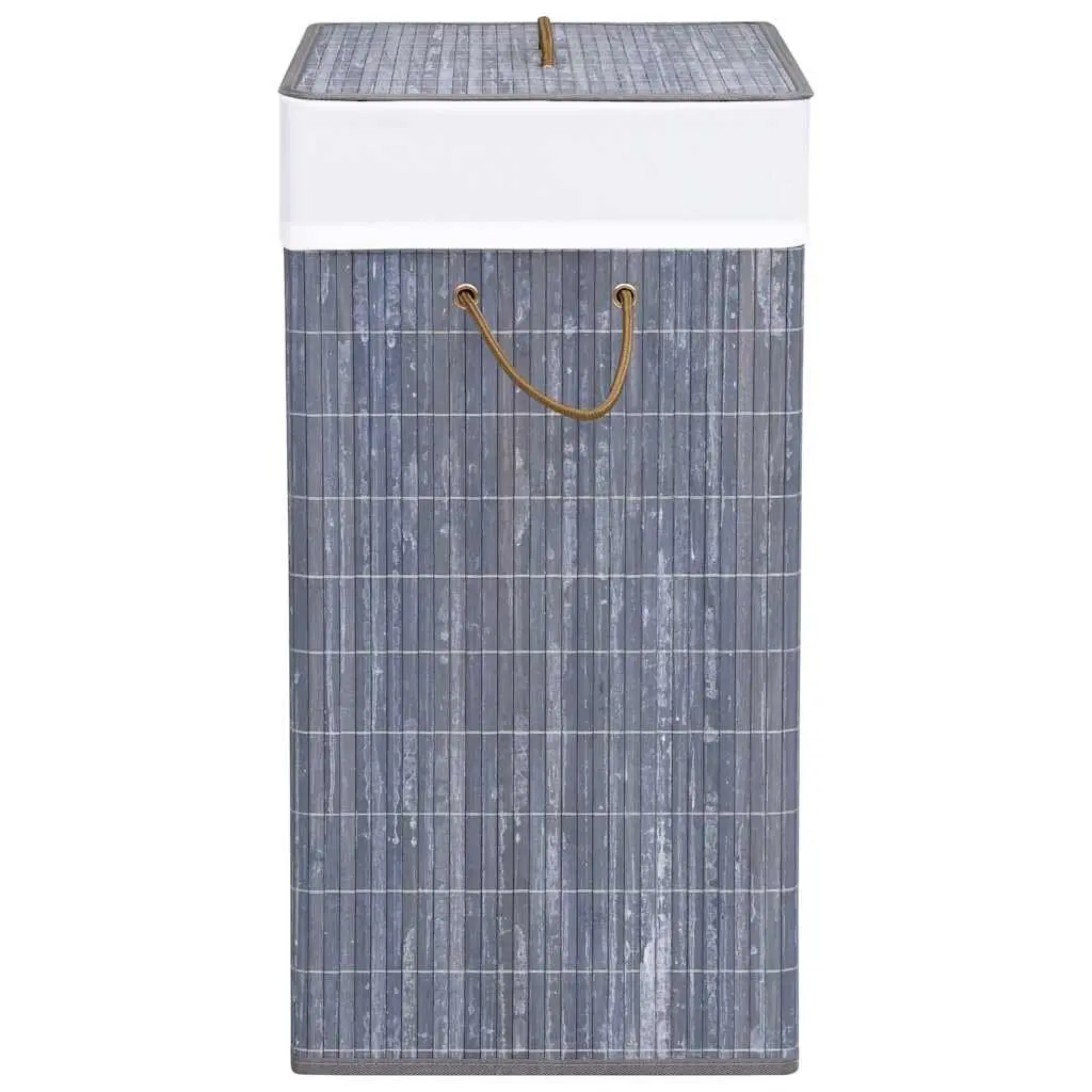 Bamboo Laundry Basket 2 Sections 100L Grey