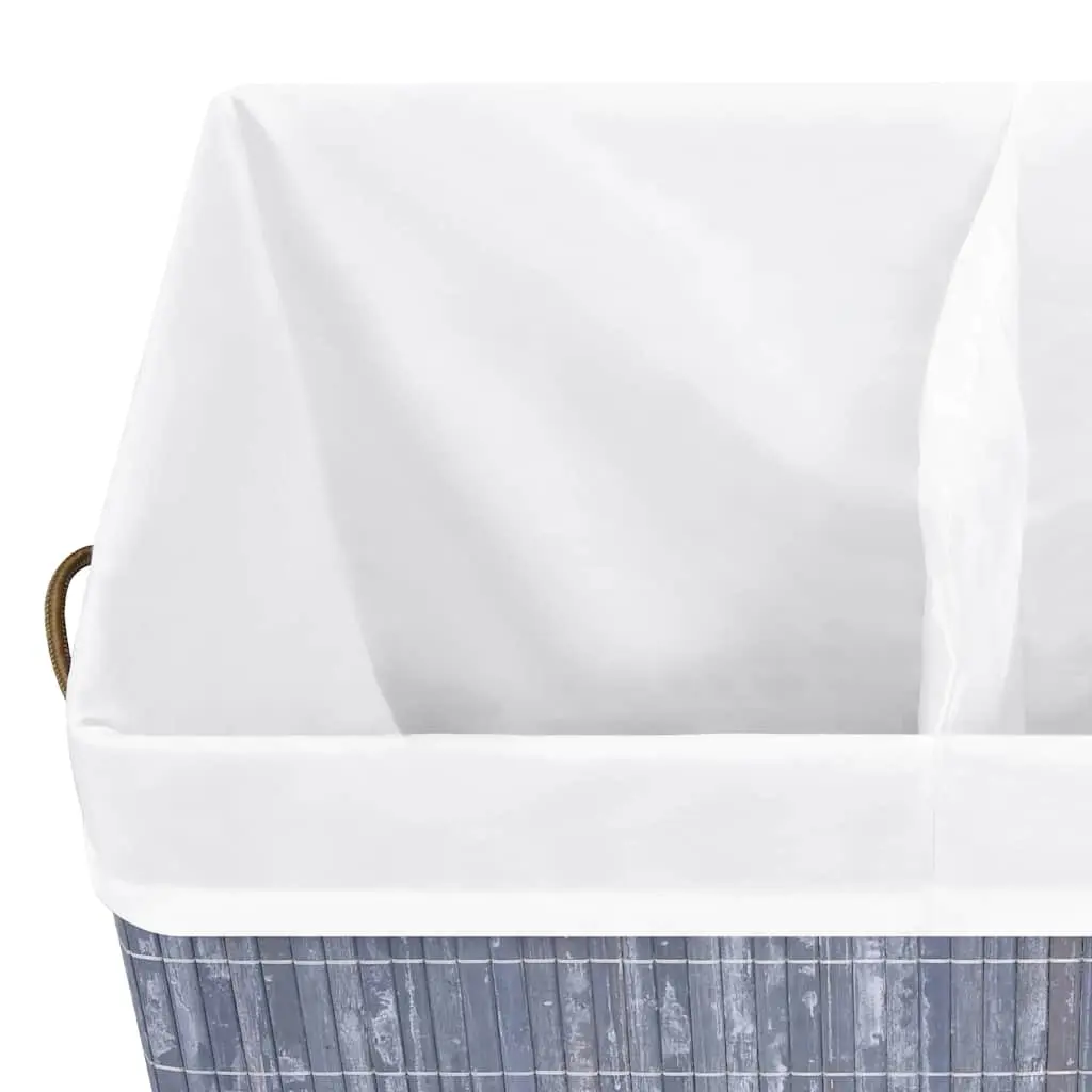 Bamboo Laundry Basket 2 Sections 100L Grey