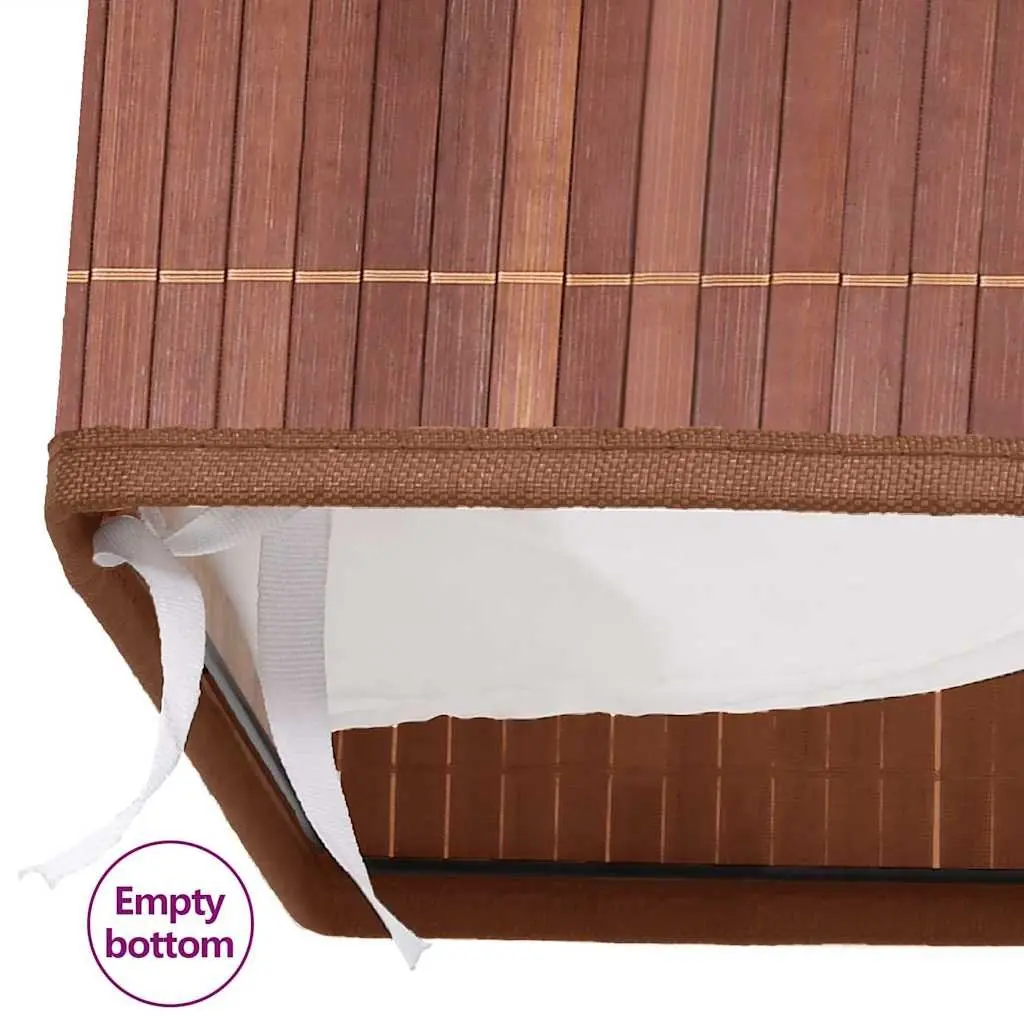 Bamboo Laundry Basket Organiser 72L Brown Foldable Hamper with Handles 2 Sections