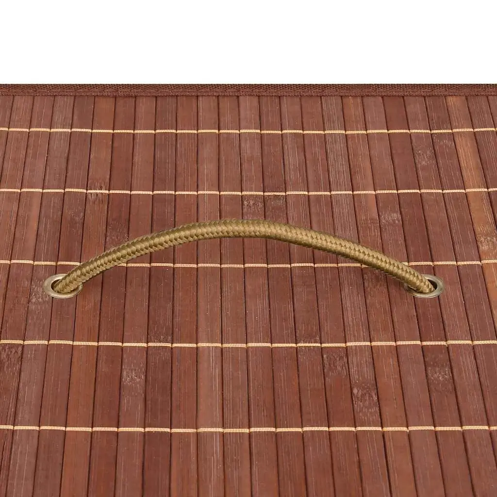 Bamboo Laundry Basket Brown 2 Sections Organiser with Handles for Household Storage