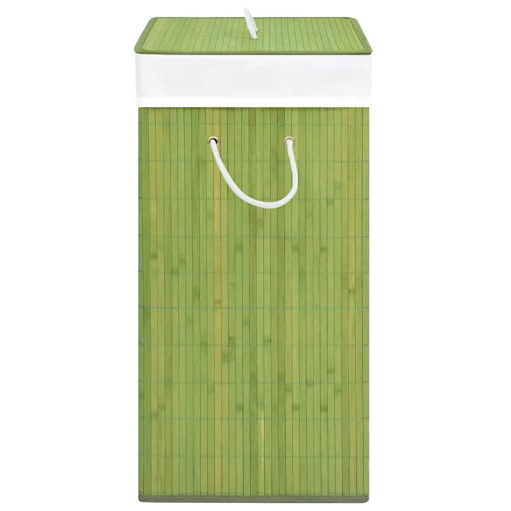 Bamboo Laundry Basket 2 Sections Green Storage Hamper Household Organiser