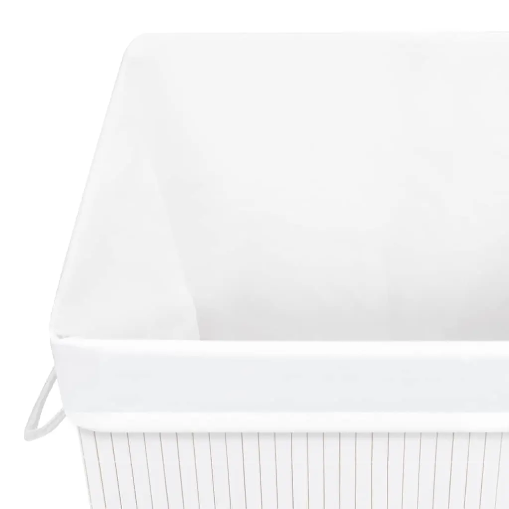 Bamboo Laundry Basket Household Storage Single Section Removable Liner White