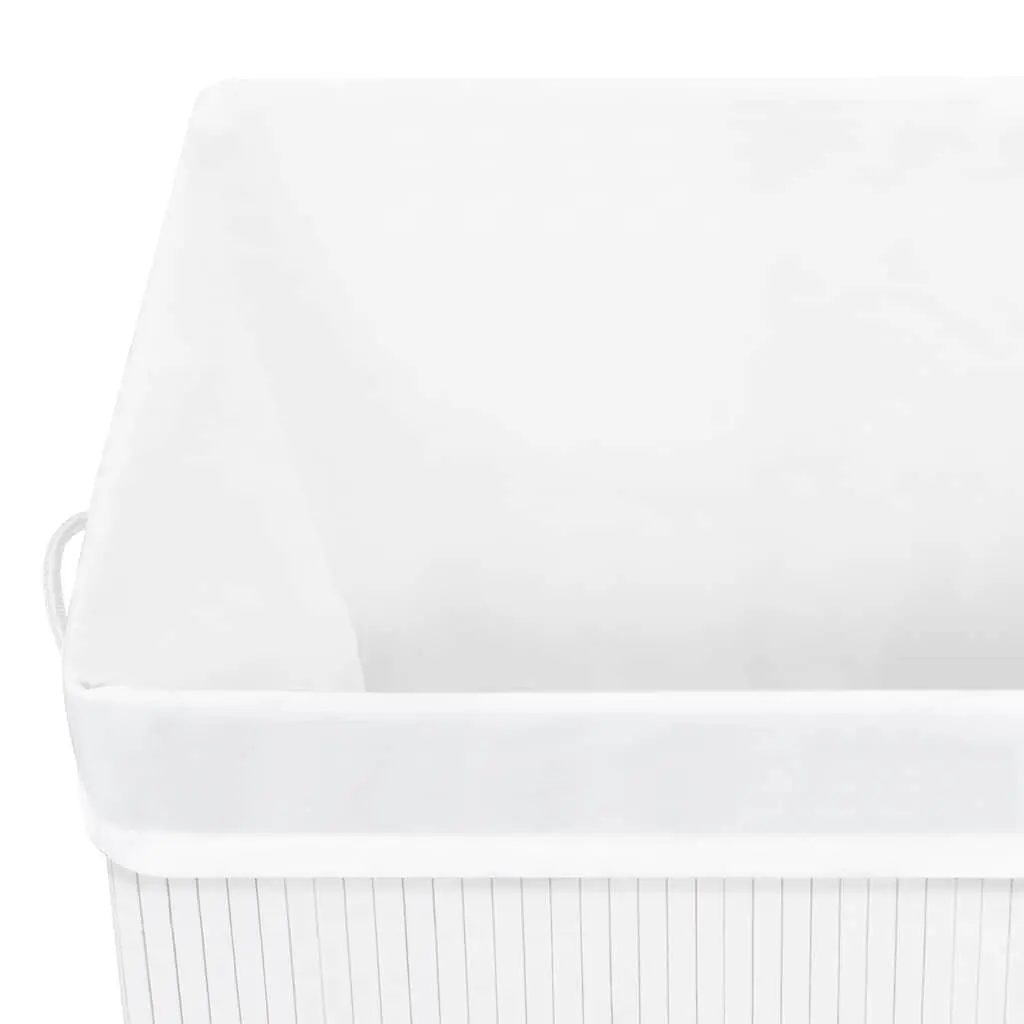 Bamboo Laundry Basket Storage 83L White Single Section with Handles