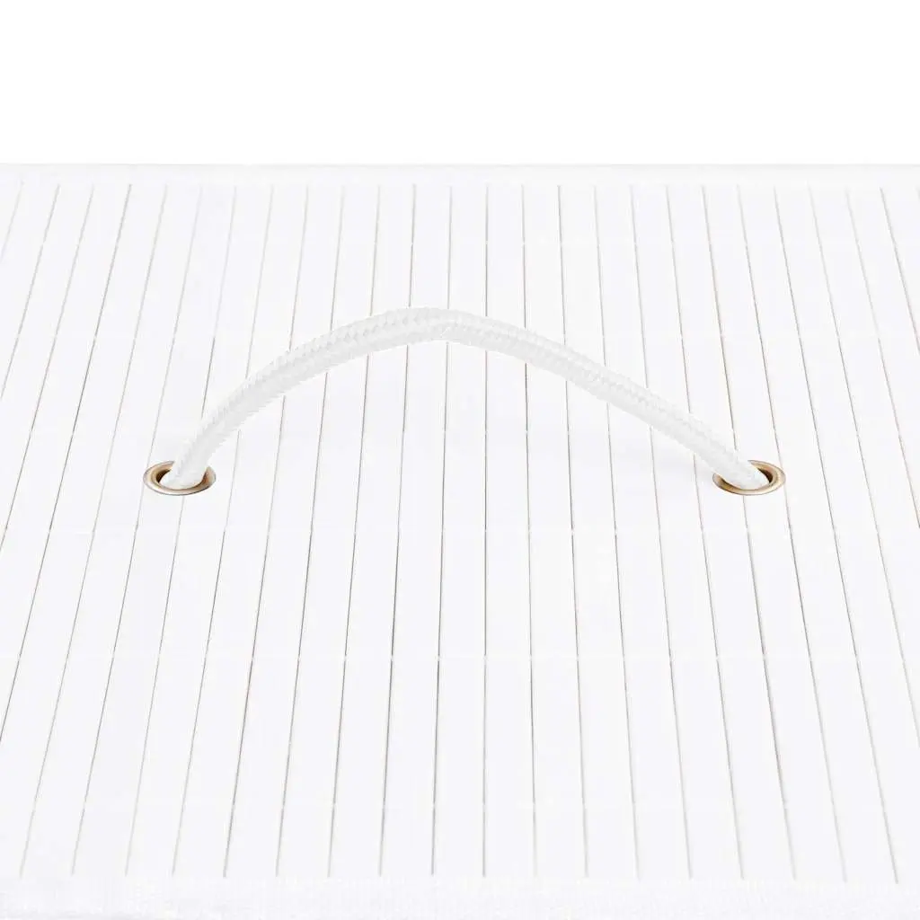 Bamboo Laundry Basket Storage 83L White Single Section with Handles