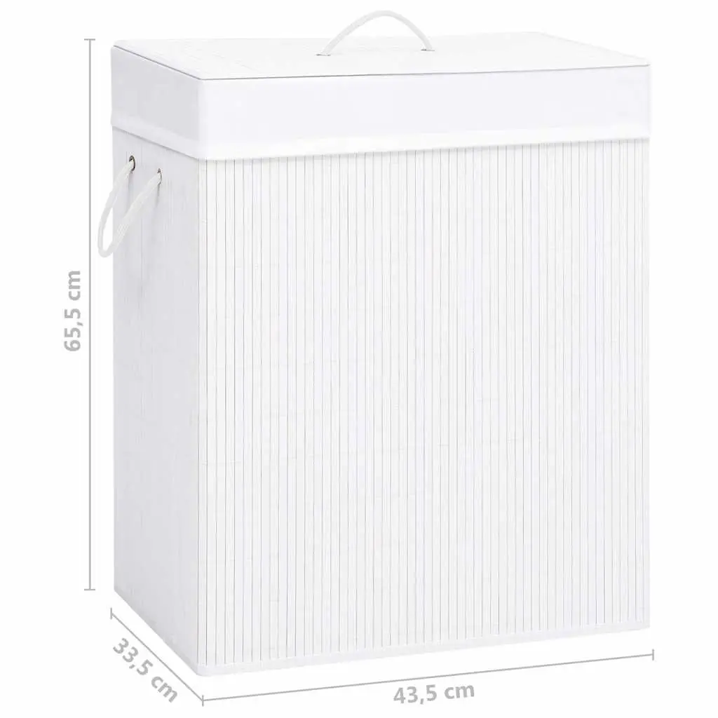 Bamboo Laundry Basket Storage 83L White Single Section with Handles