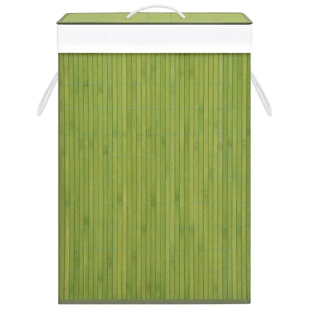 Bamboo Laundry Basket Household Organiser Single Section Green