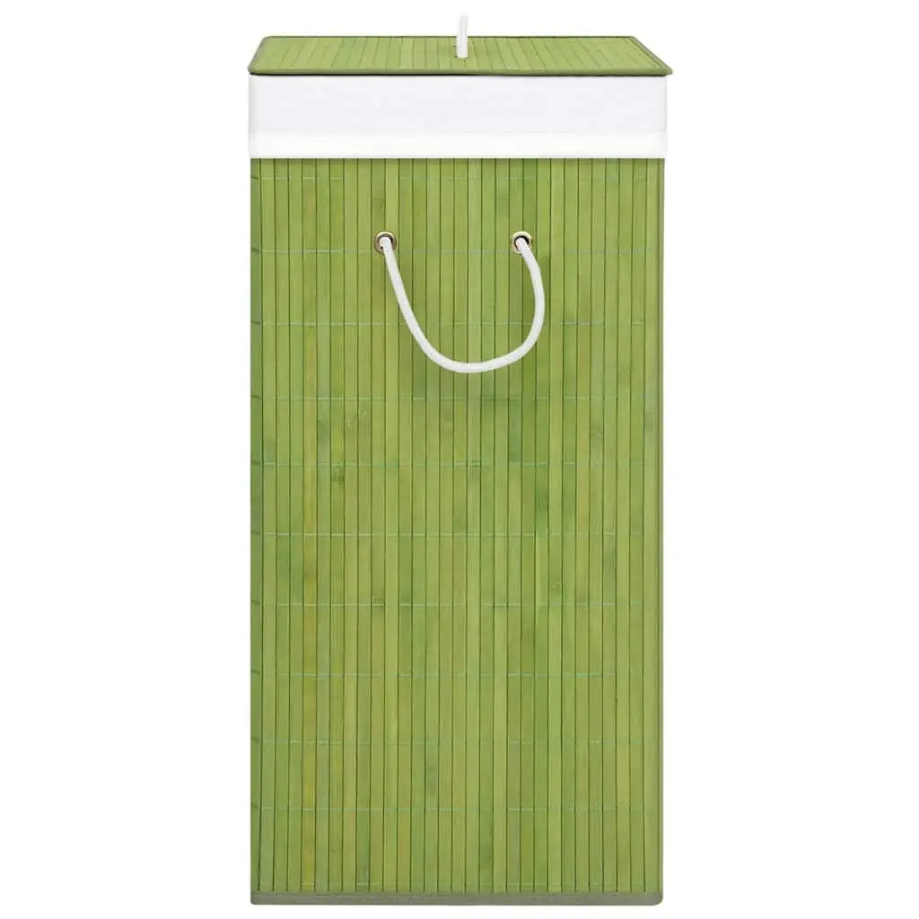 Bamboo Laundry Basket Household Organiser Single Section Green