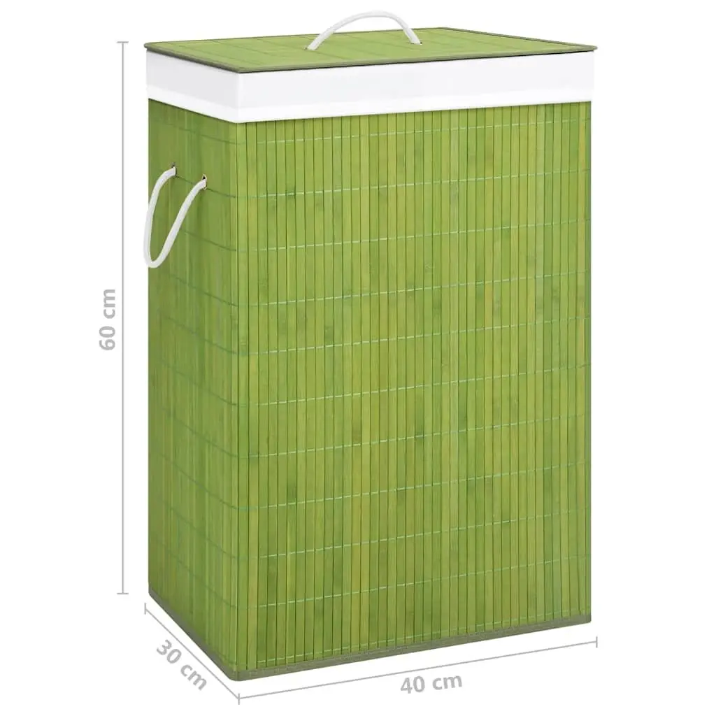 Bamboo Laundry Basket Household Organiser Single Section Green