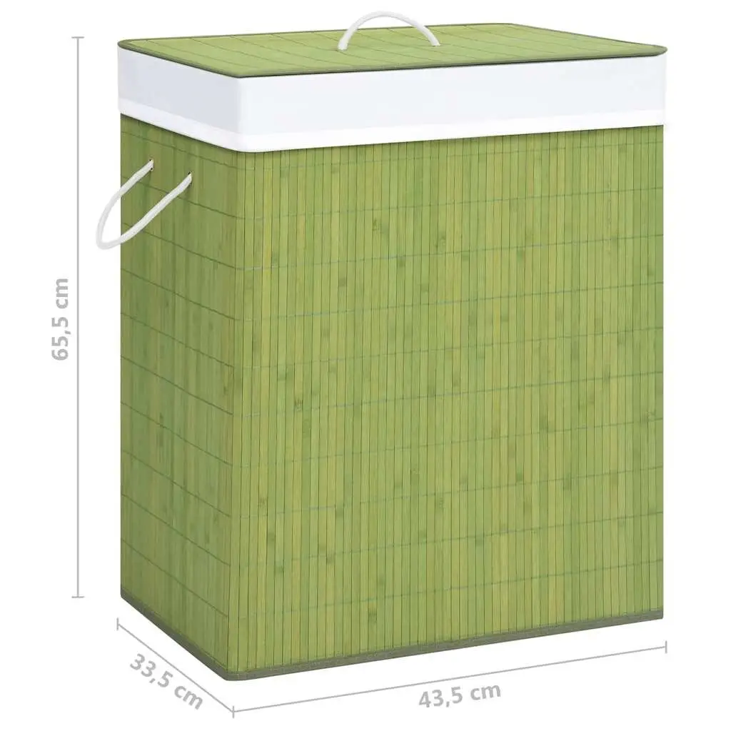 Bamboo Laundry Basket Single Section Green Storage Hamper Household Organiser