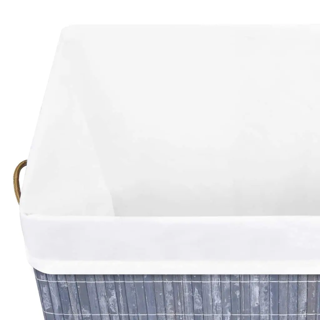 Laundry Basket Grey Bamboo 83L Single Compartment Storage Hamper with Removable Liner and Handles for Household Organisation