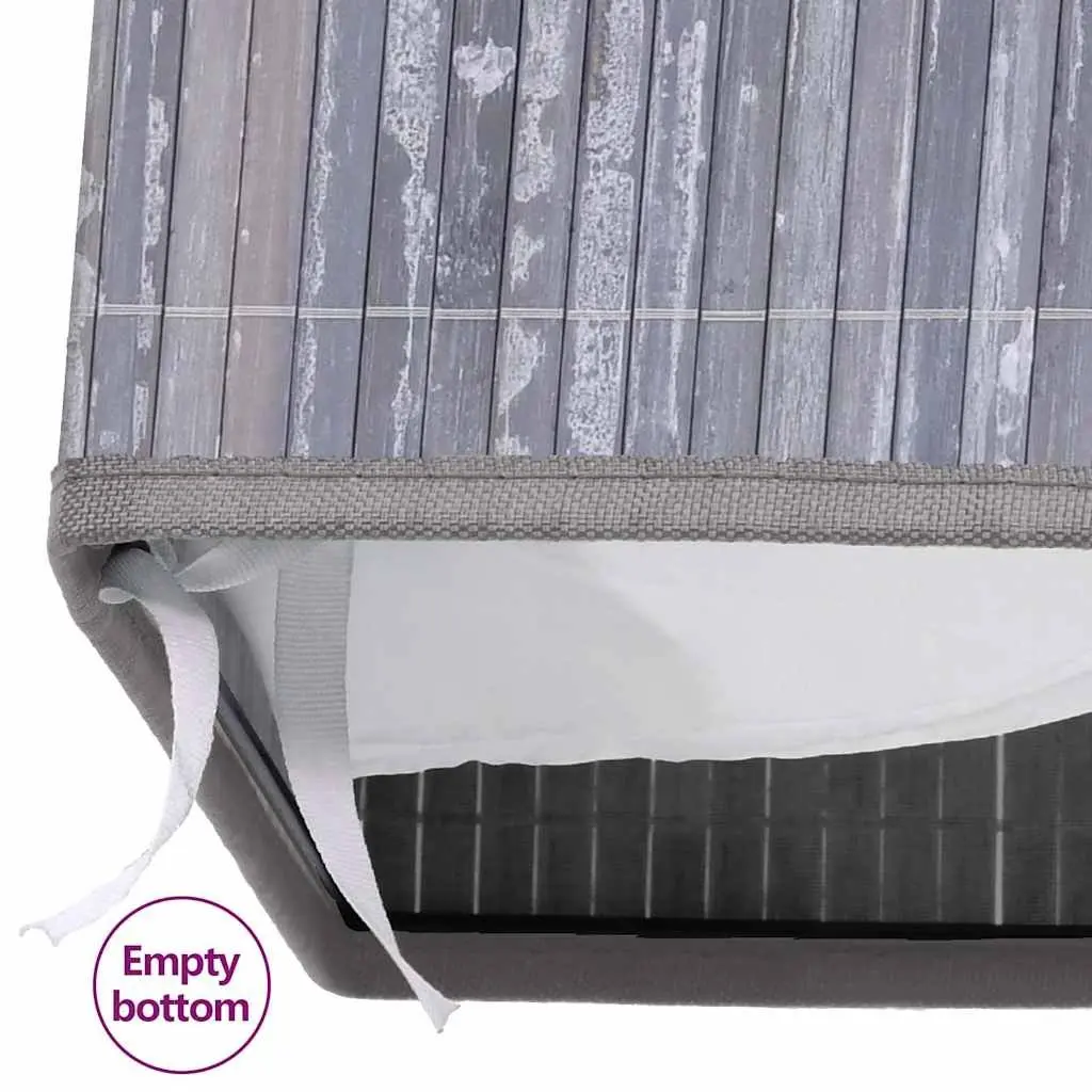 Laundry Basket Grey Bamboo 83L Single Compartment Storage Hamper with Removable Liner and Handles for Household Organisation