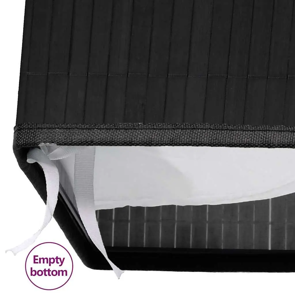 Bamboo Laundry Basket Black Single Section Household Storage Hamper with Handles