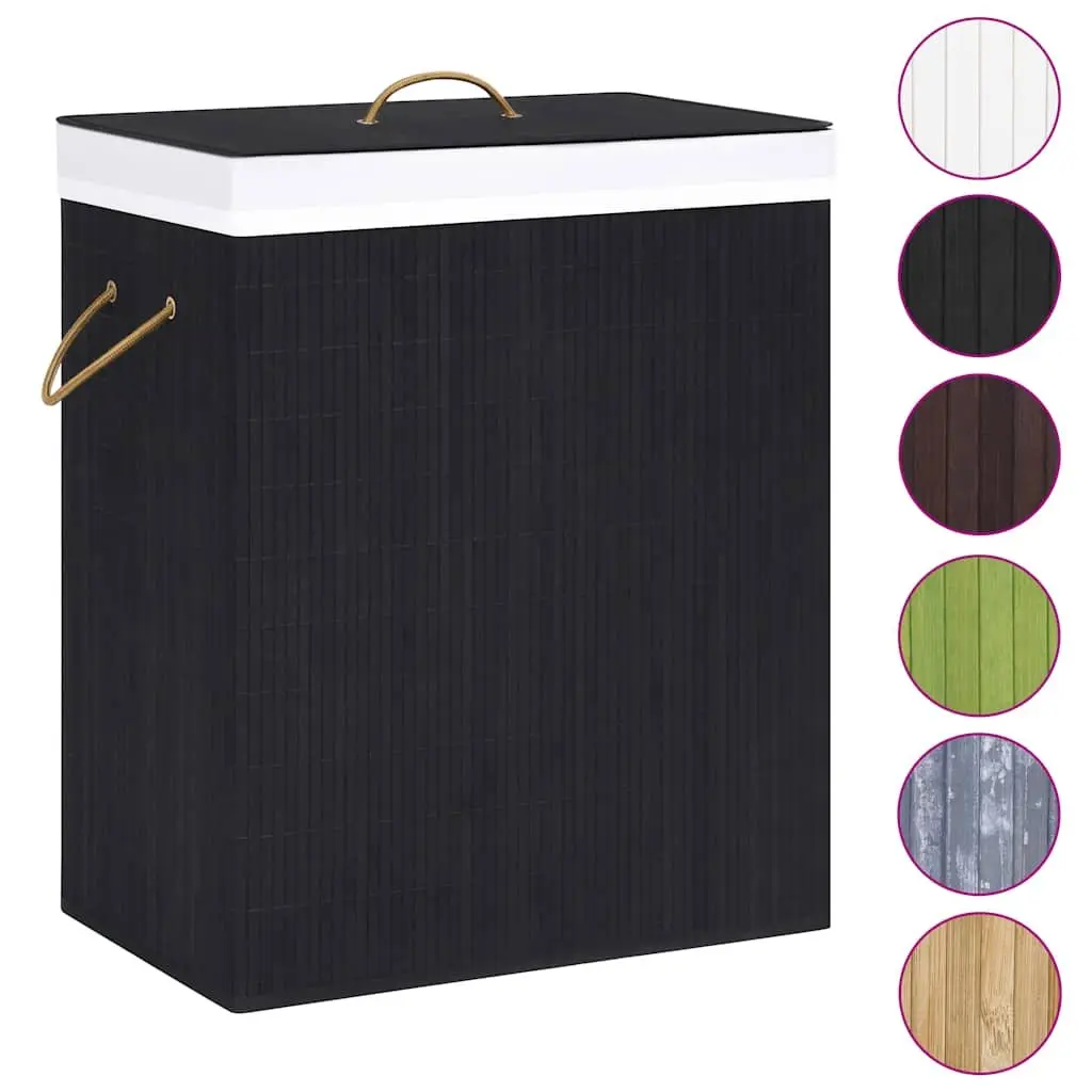 Bamboo Laundry Basket Single Compartment 83L Black