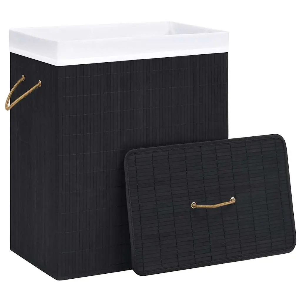 Bamboo Laundry Basket Single Compartment 83L Black