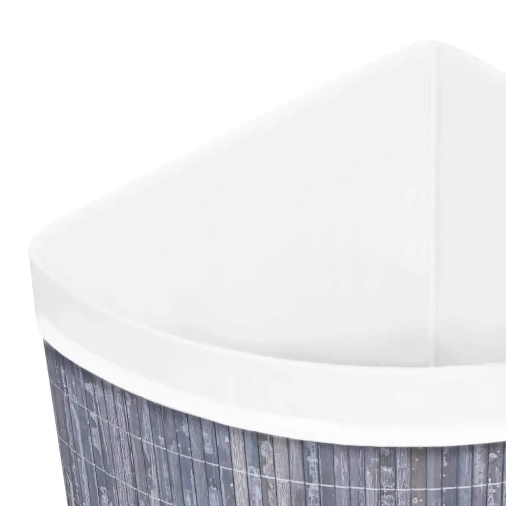 Bamboo Corner Laundry Basket 60L Grey Removable Liner Household Storage