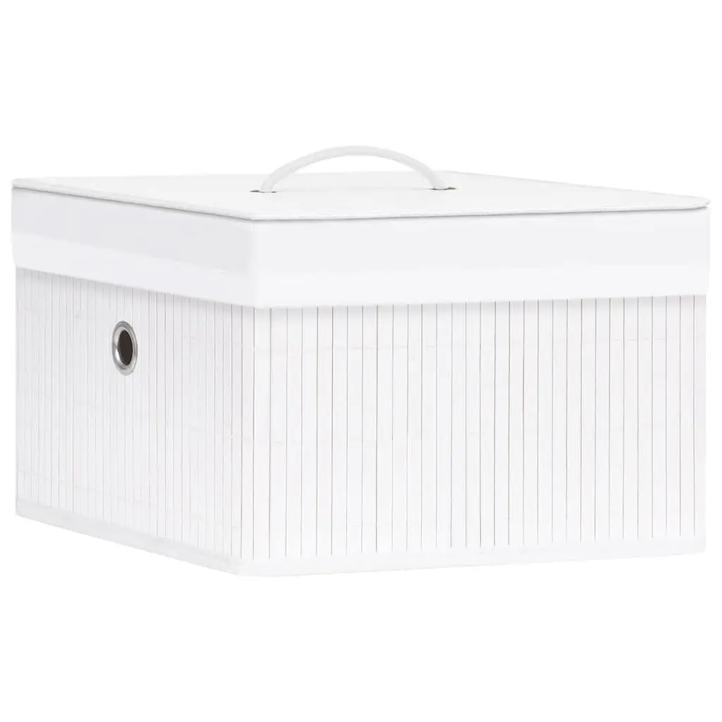 Bamboo Storage Boxes Set of 4 Foldable Household Organization White