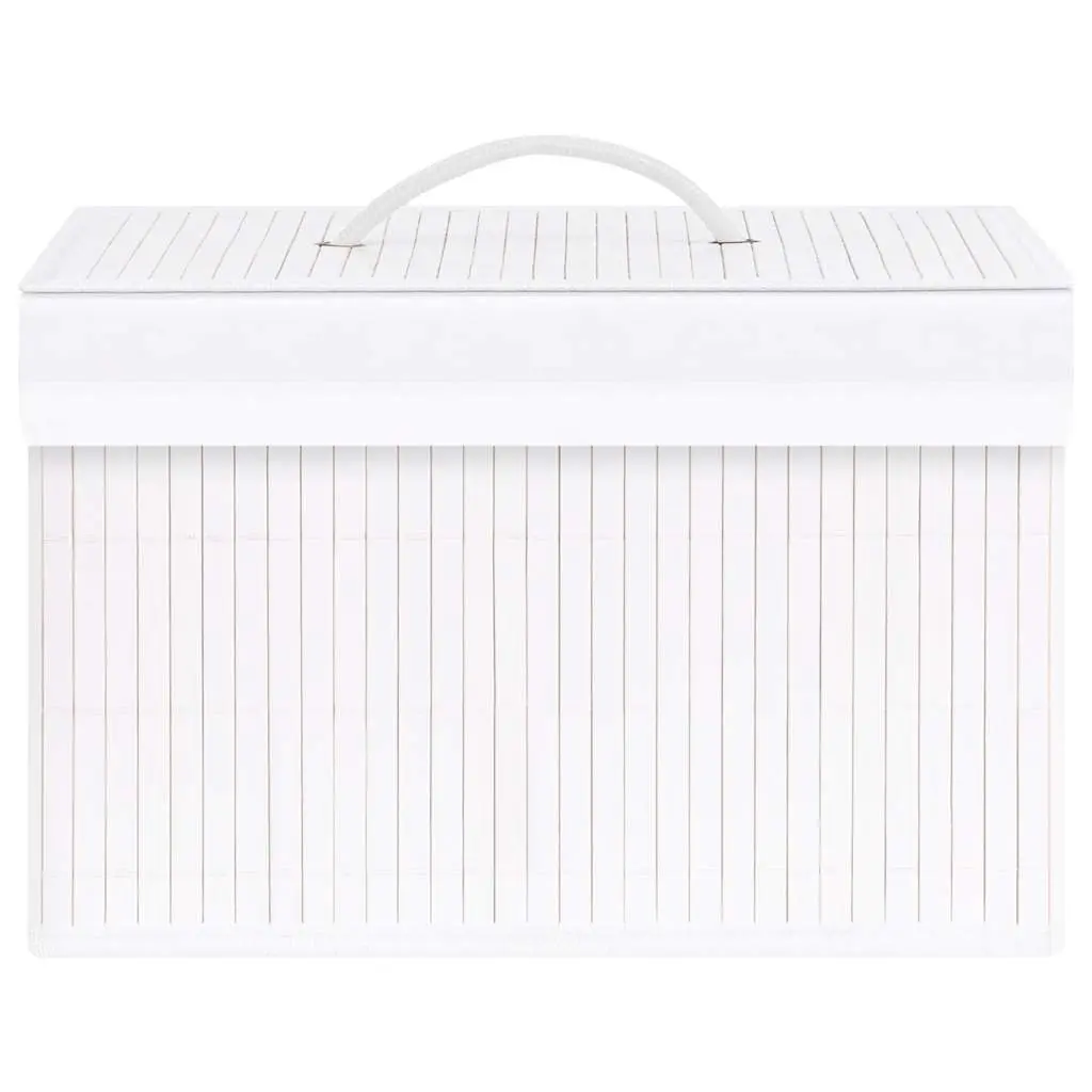 Bamboo Storage Boxes Set of 4 Foldable Household Organization White